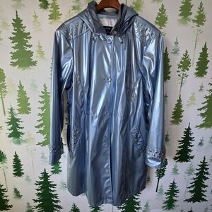 Dennis Basso Studed PVC Raincoat